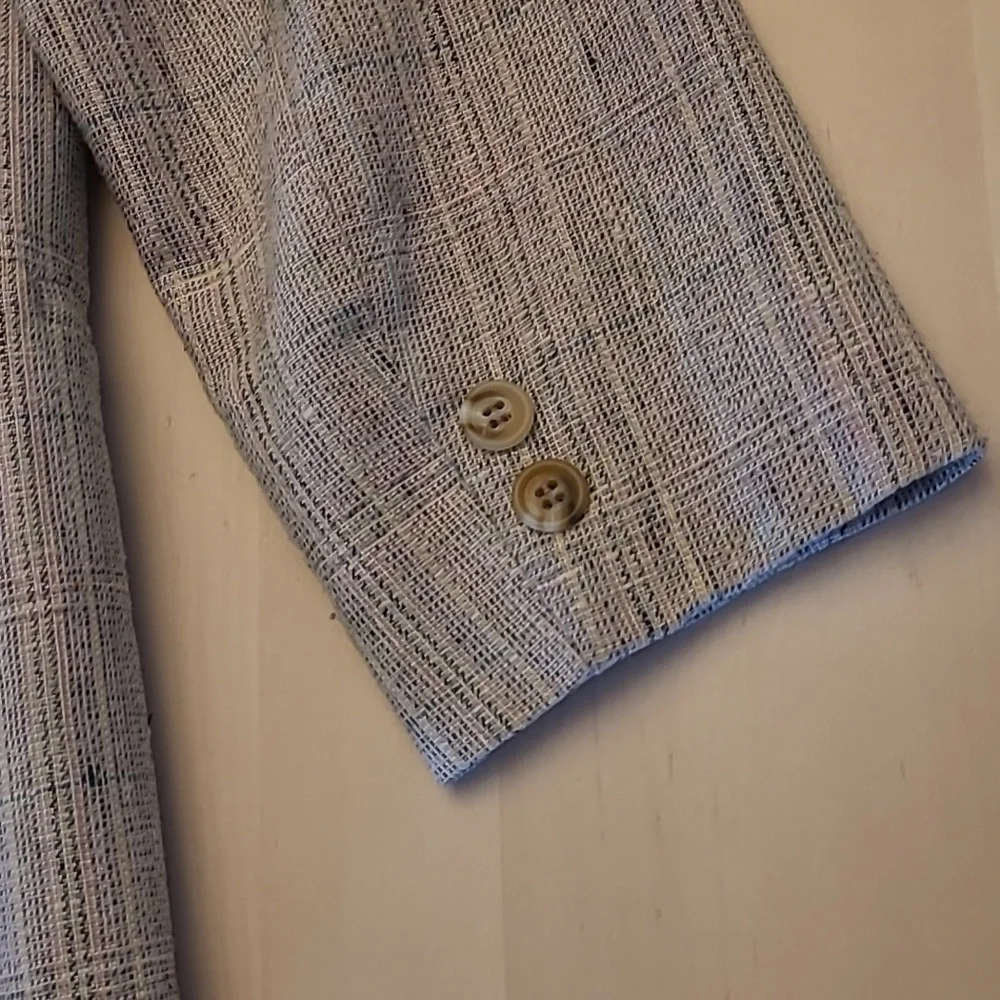 NWOT VTG Giovanni Bellini Grey Mutli Colored Plaid Wool 3/4 Sleeved Blazer - Picture 8 of 12